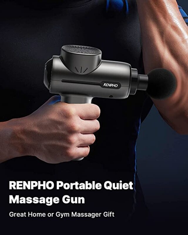 RENPHO Powerful Portable Massage Gun, Quiet Deep Tissue Workout Gun Massager for Back and Neck Percussion for Foot Massage